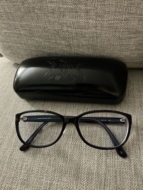 Anna Sui Black Gloss Tortoiseshell Cat-Eye Glasses